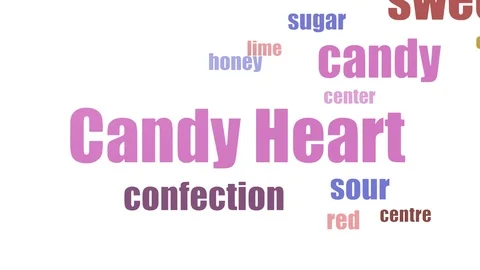 Candy Heart Tag Cloud Animated Isolated On White Stock Footage 107218353