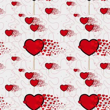 Candy hearts and line pattern vector. Seamless vector pattern with lollipop.. Stock Illustration