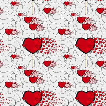 Candy hearts and line pattern vector. Seamless vector pattern with lollipop.. Stock Illustration