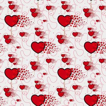 Candy hearts and line pattern vector. Seamless vector pattern with lollipop.. Stock Illustration