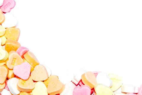 Candy hearts border Stock Photos
