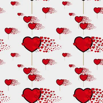 Candy hearts pattern vector. Seamless vector pattern with lollipops. Wrappi.. Stock Illustration