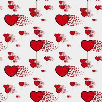 Candy hearts pattern vector. Seamless vector pattern with lollipops. Wrappi.. Stock Illustration
