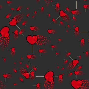 Candy hearts pattern vector. Seamless vector pattern with lollipops. Wrappi.. Stock Illustration