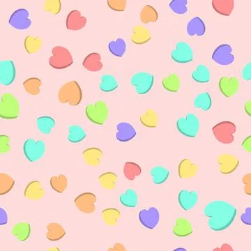 Candy Hearts Seamless Pattern - Pastel rainbow conversation heart candy desig Stock Illustration