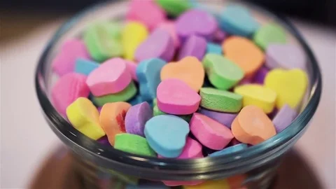 Candy Hearts Soft Lighting Stock Footage 71553298