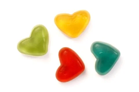 Candy hearts on white background Stock Photos