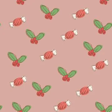 Candy Holly Seamless Christmas Pattern Stockillustratie