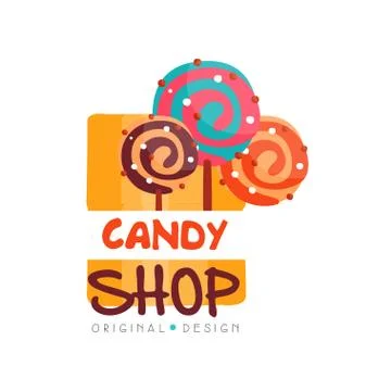 Candy hop logo design template, sweet store badge vector Illustration on a white Stock Illustration