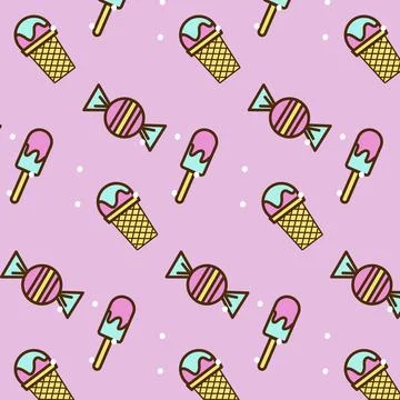 Candy, ice cream pattern Stock Illustration
