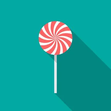 Candy icon with long shadow. Flat design style. Illustrazione stock