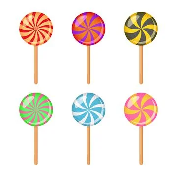 Candy icon set collection in flat style. Lollypop vector illustration on is.. 스톡 일러스트