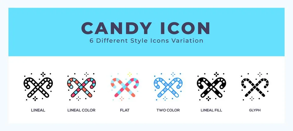 Candy icon set with different styles. Design elements for logo. Vector illu.. Stock Illustration