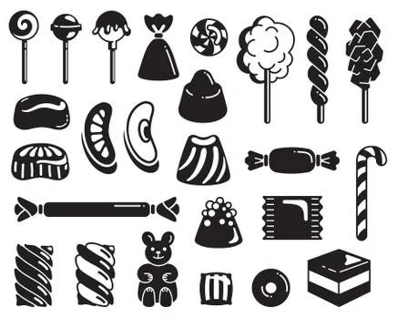 Candy icon set, simple style Illustrazione stock