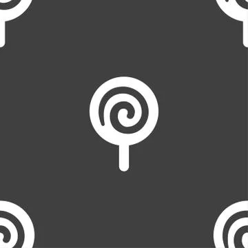 Candy icon sign. Seamless pattern on a gray background. Vector Stock Illustration