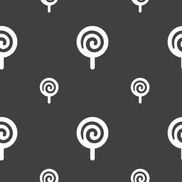 Candy icon sign. Seamless pattern on a gray background. Vector Stock Illustration