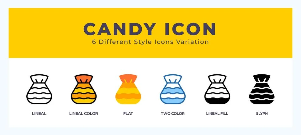 Candy icon symbol. isolated. vector illustration with different styles 库存插图