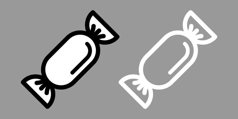 Candy icon in thin line style. isolated on a gray and white background. 库存插图