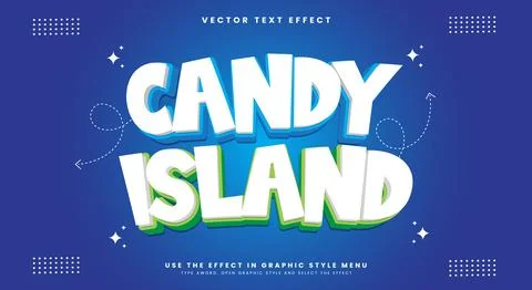 Candy Island 3D Editable text effect Template Stock Illustration