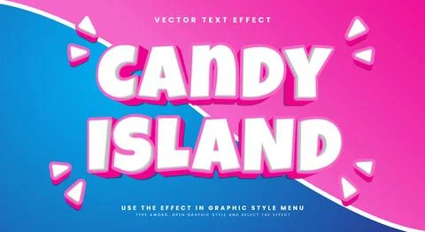 Candy Island 3d editable text effect Template Illustrazione stock