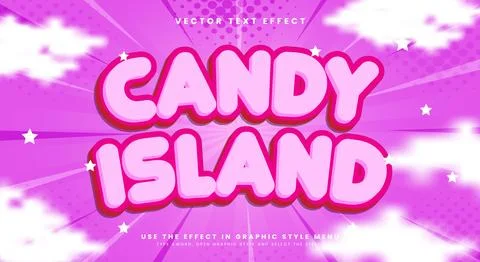 Candy Island 3d editable text effect Template Illustrazione stock