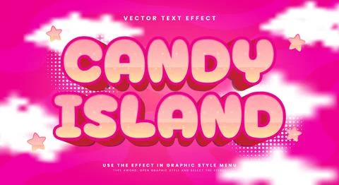 Candy Island 3d editable text effect Template Stock Illustration