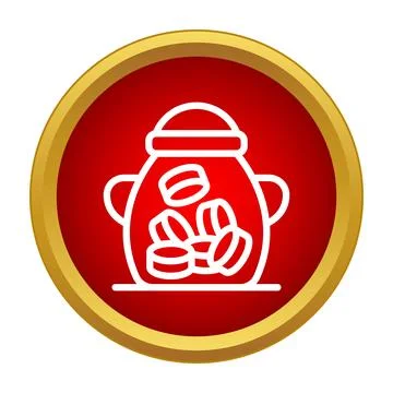 Candy jar with sweets on red background icon 스톡 일러스트