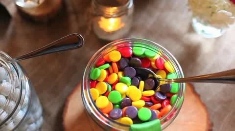 Candy in a Jar for Wedding Decoration Stock Footage 20567290