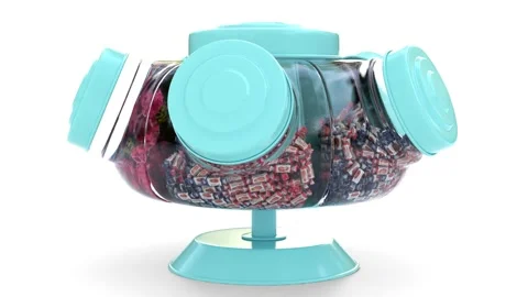 Candy jar on white screen Stock Footage 319117586