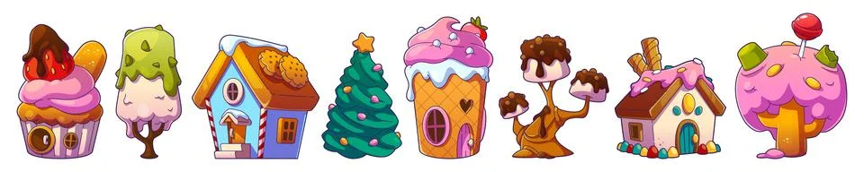 Candy land design elements set 스톡 일러스트