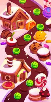 Candy land mobile game map cartoon illustration Stock Illustration