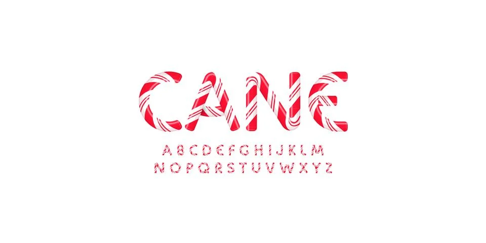 Candy letters set with bright red white stripes. Sweet lollipop font. Festival Illustrazione stock