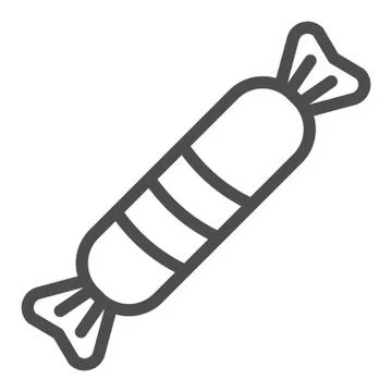 Candy line and solid icon. Christmas caramel wrapped in charred striped outline イラスト素材
