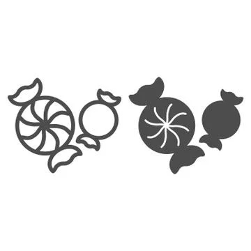 Candy line and solid icon, Christmas and New Year concept, holiday sweets sign Illustrazione stock