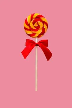 Candy Lollipop, round shape and colorful swirls. Festive sweets for children Fotos de archivo