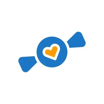 Candy love icon solid blue orange style valentine illustration symbol perfect Illustrazione stock