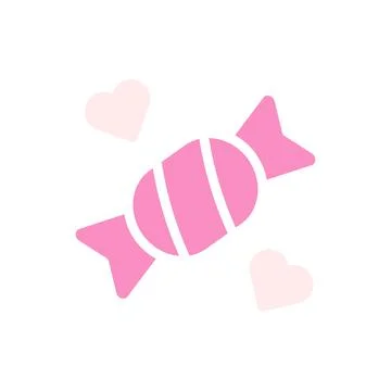 Candy love Icon solid pink white style valentine illustration symbol perfect. イラスト素材