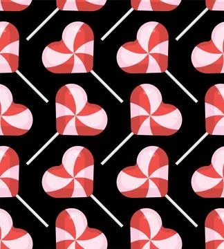Candy love Pattern seamless. Lollipop heart Background. romantic texture Stock Illustration