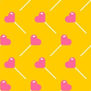 Candy love Pattern seamless. Lollipop heart Background. romantic texture Stock Illustration