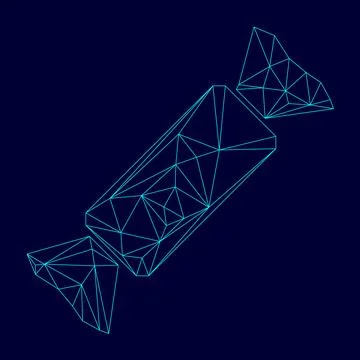 Candy low poly triangulation triangulated polygonal electric cyan blue vibran Stock Illustration