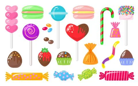 Candy macaroon sweets assorted bonbon colorful set Stock Illustration