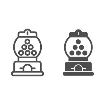 Candy machine line and solid icon, Amusement park concept, Gumball Machine sign Illustrazione stock