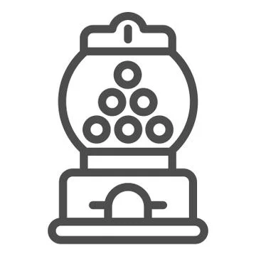Candy machine line icon, Amusement park concept, Gumball Machine sign on white Illustrazione stock