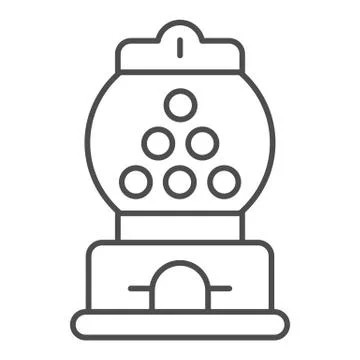 Candy machine thin line icon, Amusement park concept, Gumball Machine sign on Illustrazione stock