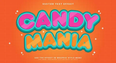Candy Mania 3d editable text effect Template Stock Illustration