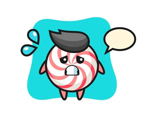 Candy mascot character with afraid gesture Stock Illustration