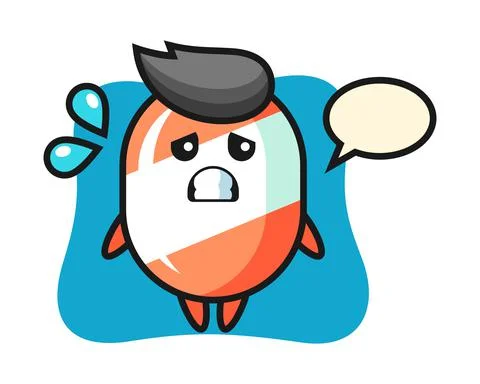 Candy mascot character with afraid gesture Stock Illustration