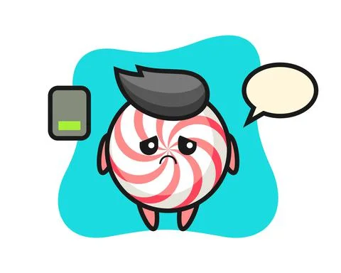 Candy mascot character doing a tired gesture Stock Illustration