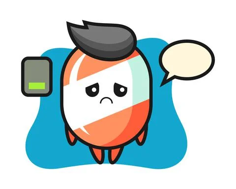 Candy mascot character doing a tired gesture Stock Illustration