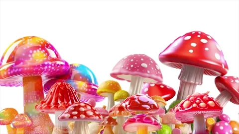 Candy mushroom forest 4k white back ground  Stock Footage 241173238